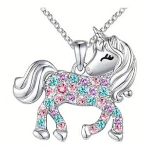 Girls Unicorn necklace w/ gemstones